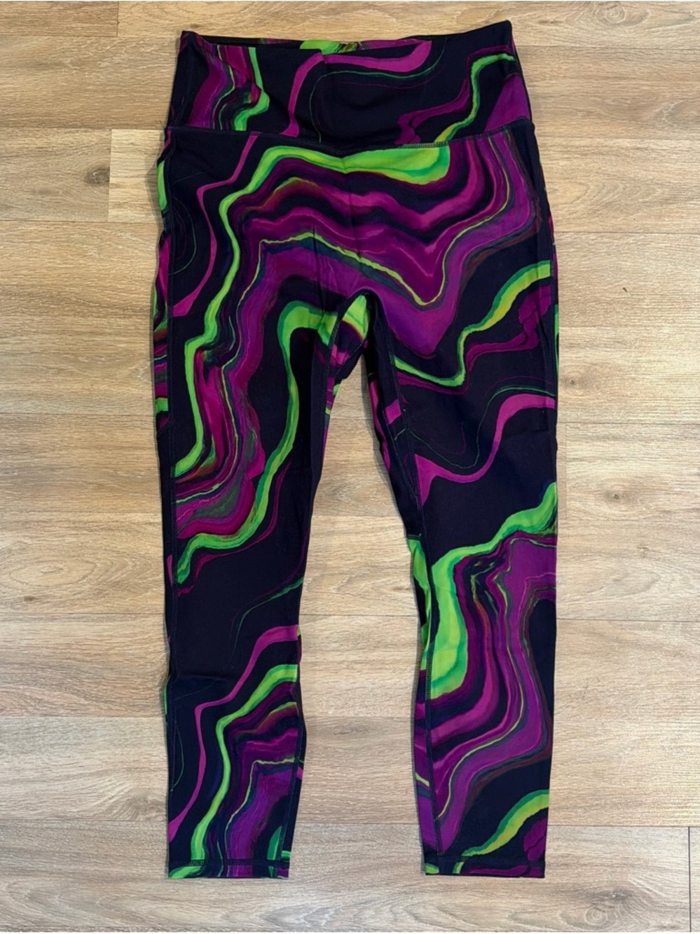 Black Multicolor Swirl Active Leggings
